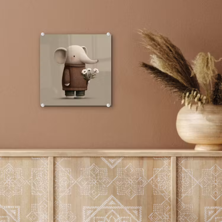 Olifant - Witte bloemen - Kindvriendelijk plexiglas 5mm klein -sfeer5