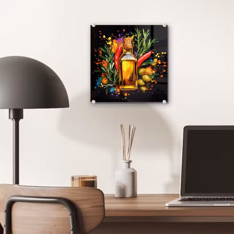 Olijfolie - Graffiti - Peper - Olijven - Modern plexiglas 5mm klein -sfeer6