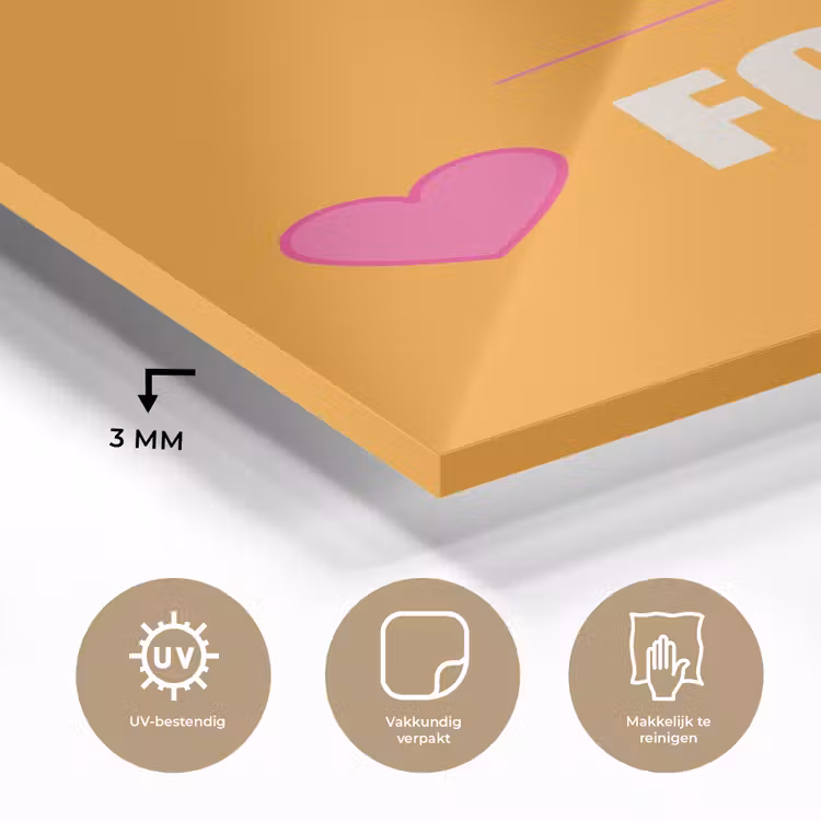 Oranje - Love - Valentijn plexiglas 5mm klein -sfeer2