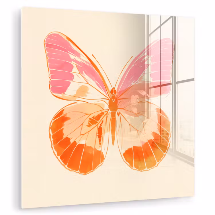 Oranje - Vlinder - Minimalistisch plexiglas 5mm klein -zzzproduct_nieuw