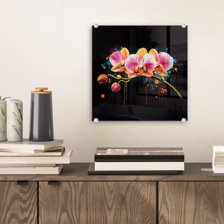 Orchidee - Graffiti - Kleurrijk - Bloemen - Abstract plexiglas 5mm klein -sfeer1