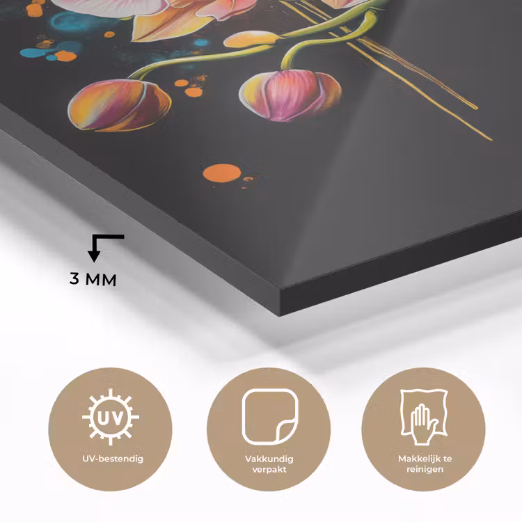 Orchidee - Graffiti - Kleurrijk - Bloemen - Abstract plexiglas 5mm klein -sfeer2