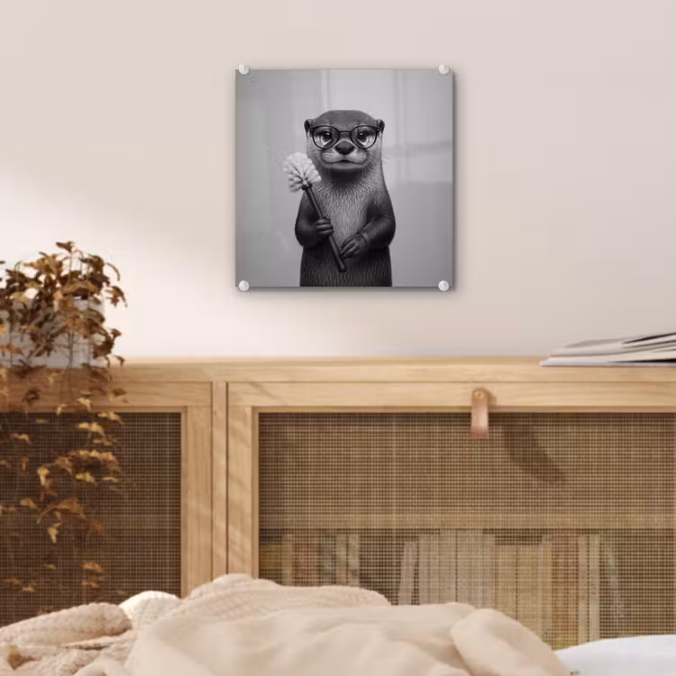 Otter - Wc-borstel - Bril - Zwart - Wit plexiglas 5mm klein -sfeer4