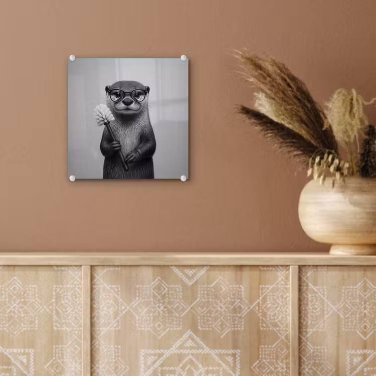 Otter - Wc-borstel - Bril - Zwart - Wit plexiglas 5mm klein -sfeer5