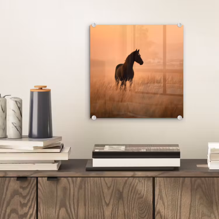 Paard - Grasveld - Zonsondergang plexiglas 5mm klein -sfeer1