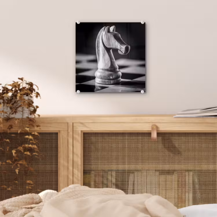 Paard - Hout - Schaalbord - Zwart plexiglas 5mm klein -sfeer4