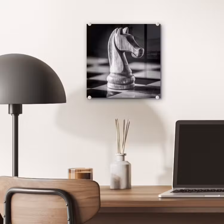 Paard - Hout - Schaalbord - Zwart plexiglas 5mm klein -sfeer6
