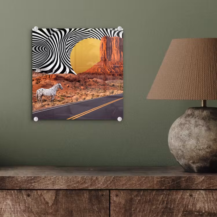 Glas schilderij - Paard - Woestijn - Natuur - Paard - Woestijn - Natuur plexiglas 5mm klein