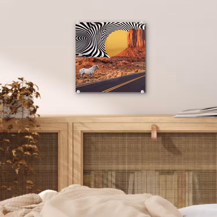 Glas schilderij - Paard - Woestijn - Natuur - Paard - Woestijn - Natuur plexiglas 5mm klein