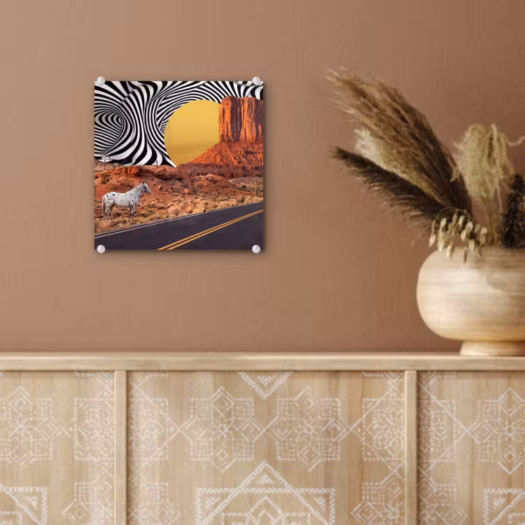 Glas schilderij - Paard - Woestijn - Natuur - Paard - Woestijn - Natuur plexiglas 5mm klein