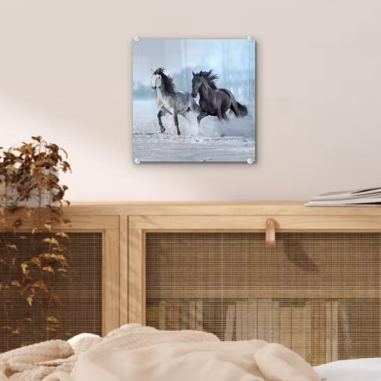 Paarden - Winter - Dieren - Natuur - Sneeuw plexiglas 5mm klein -sfeer4