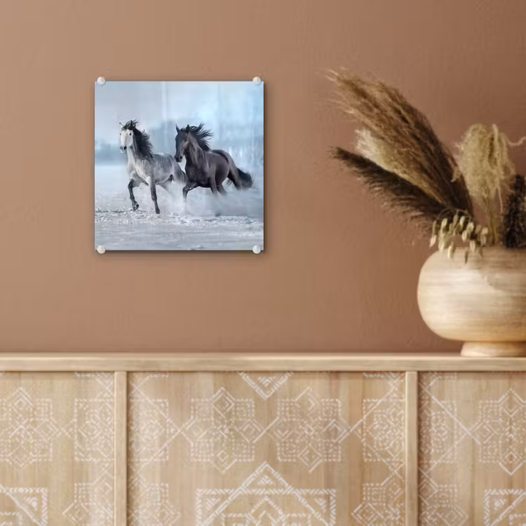 Paarden - Winter - Dieren - Natuur - Sneeuw plexiglas 5mm klein -sfeer5