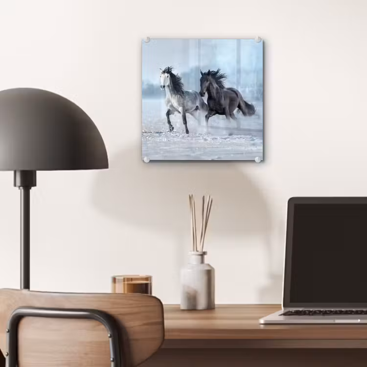 Paarden - Winter - Dieren - Natuur - Sneeuw plexiglas 5mm klein -sfeer6