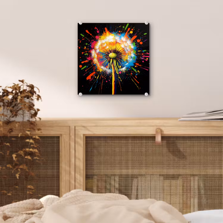 Paardenbloem - Graffiti - Kleurrijk - Bloemen - Natuur plexiglas 5mm klein -sfeer4