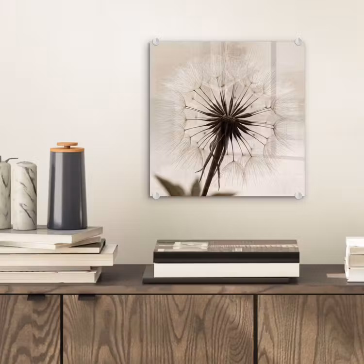 Paardenbloem - Minimalistisch - Wit plexiglas 5mm klein -sfeer1