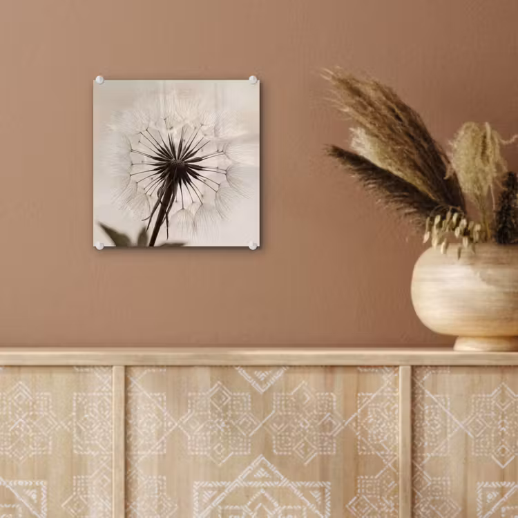 Paardenbloem - Minimalistisch - Wit plexiglas 5mm klein -sfeer5