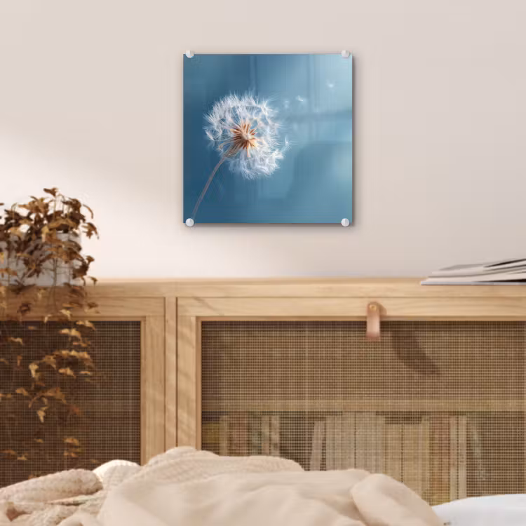 Paardenbloem - Wind - Blauw plexiglas 5mm klein -sfeer4
