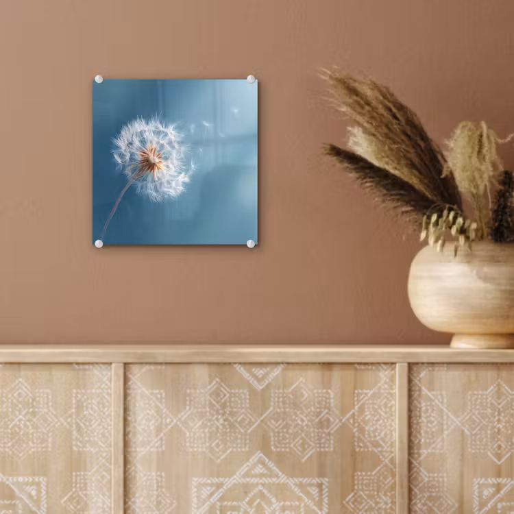 Paardenbloem - Wind - Blauw plexiglas 5mm klein -sfeer5