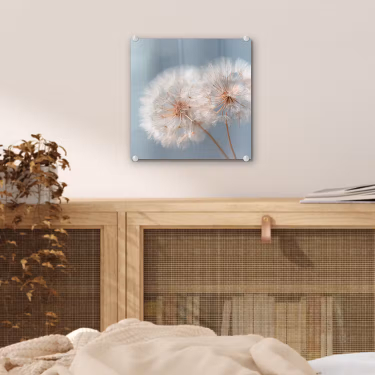 Paardenbloemen - Pluisjes - Wit plexiglas 5mm klein -sfeer4