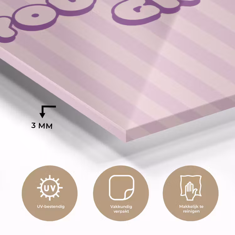 Paars - Strepen - You're doing great - Schaduw plexiglas 5mm klein -sfeer2