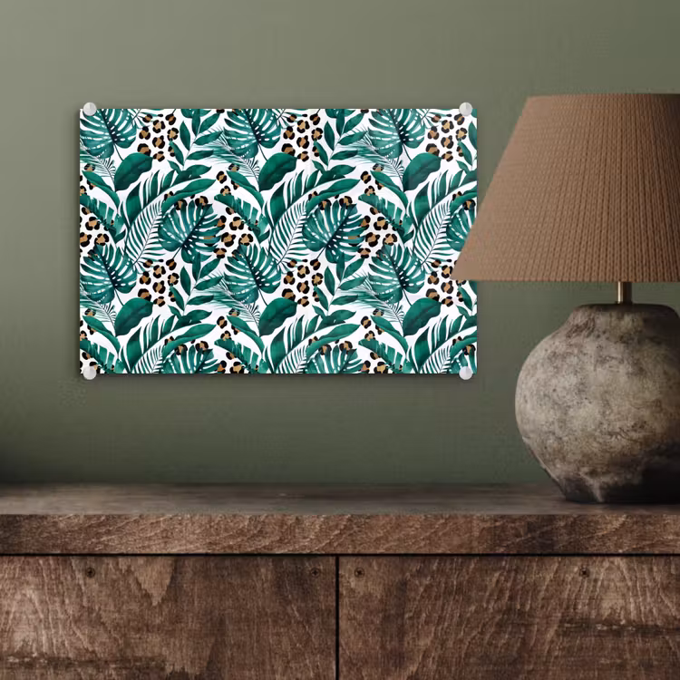 Palmblad - Panterprint - Tropical plexiglas 5mm klein -sfeer3