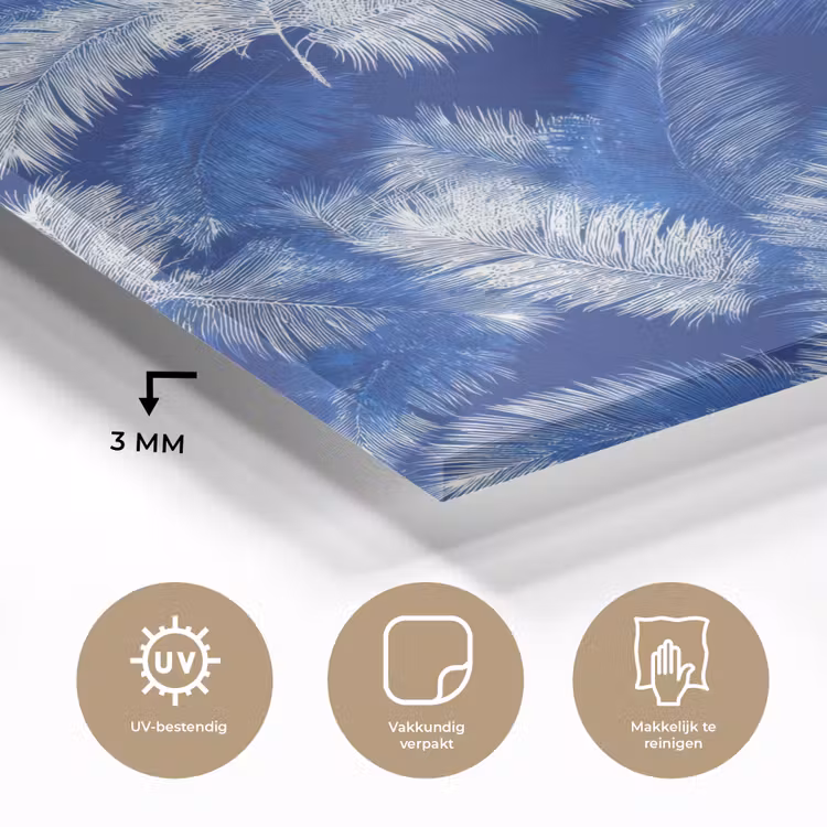 Palmblad - Patroon - Blauw plexiglas 5mm klein 11 -sfeer2