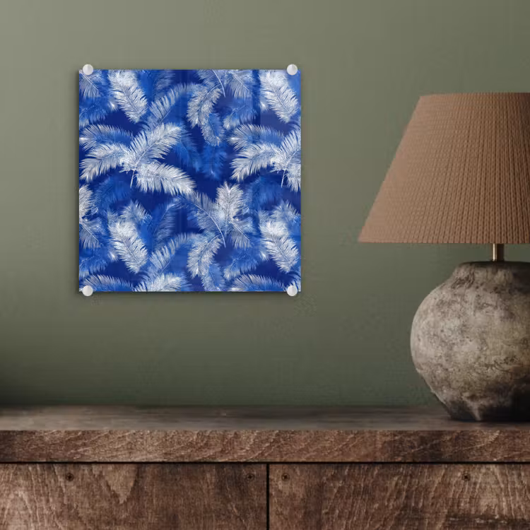 Palmblad - Patroon - Blauw plexiglas 5mm klein 11 -sfeer3