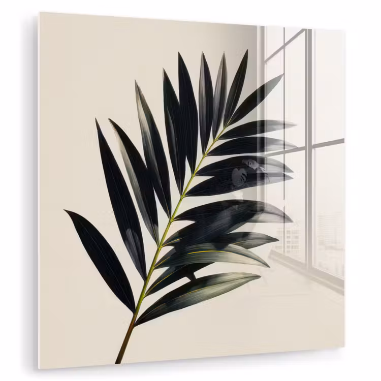 Palmblad - Subtiel - Groen - beige plexiglas 5mm klein -zzzproduct_nieuw