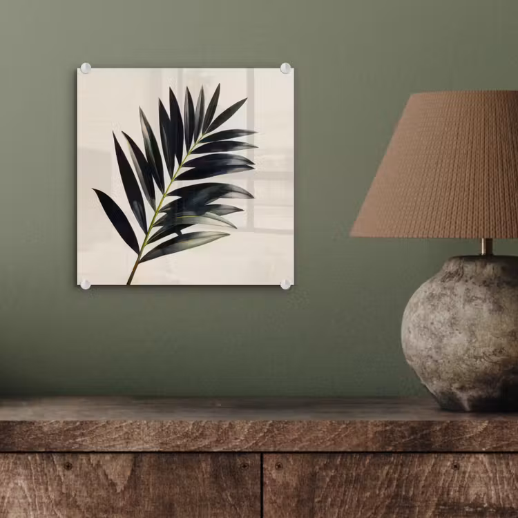 Palmblad - Subtiel - Groen - beige plexiglas 5mm klein -sfeer3