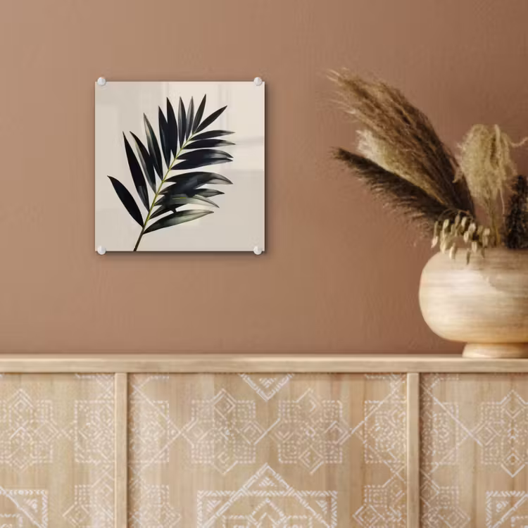 Palmblad - Subtiel - Groen - beige plexiglas 5mm klein -sfeer5