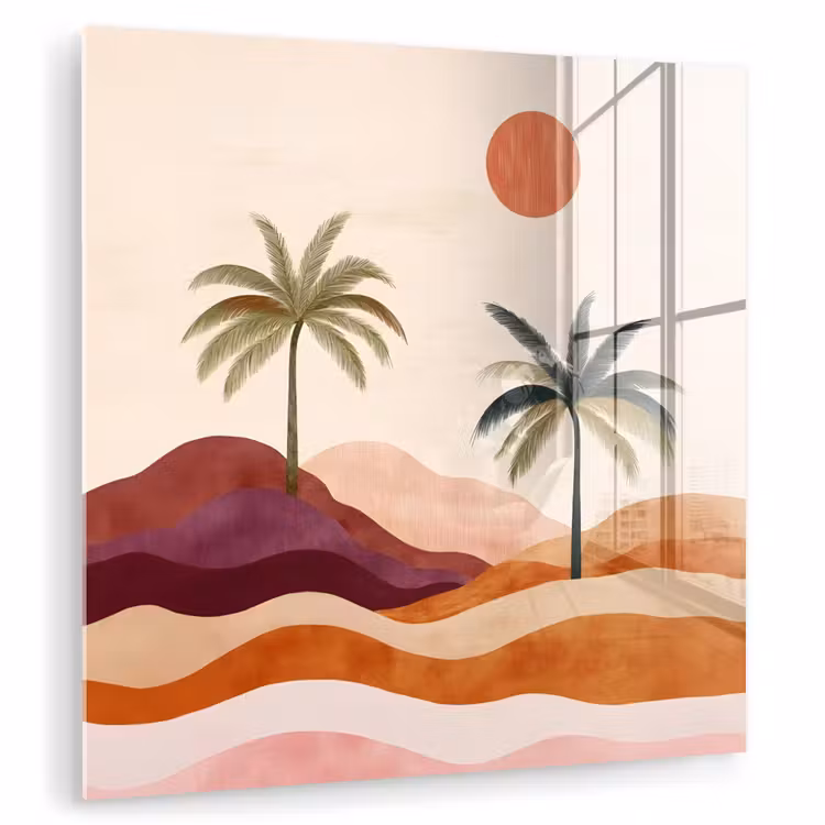 Palmbomen - Abstract - Zon - Heuvels plexiglas 5mm klein -zzzproduct_nieuw