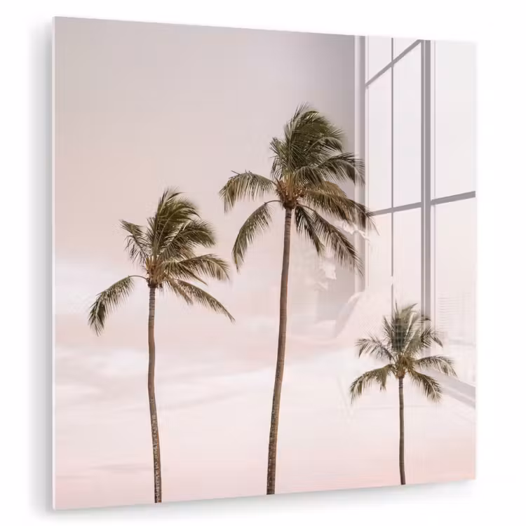 Palmbomen - Zonsondergang - Roze plexiglas 5mm klein -zzzproduct_nieuw