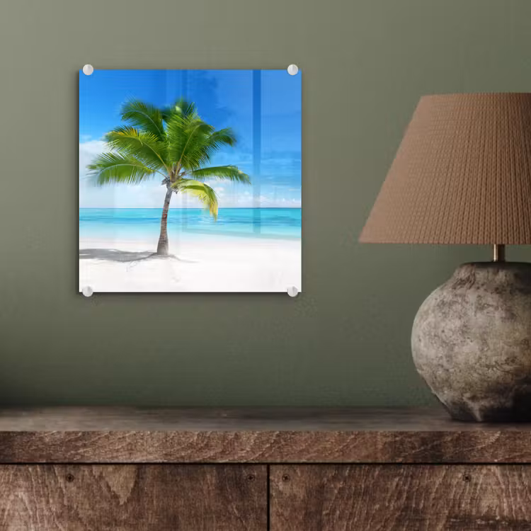 Palmboom - Strand - Zee - Zomer plexiglas 5mm klein -sfeer3