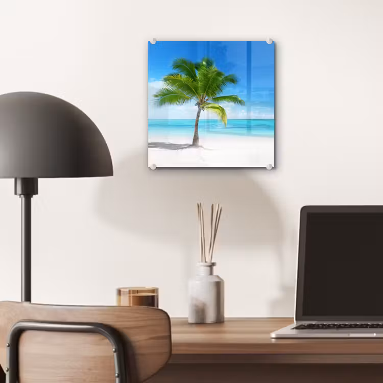 Palmboom - Strand - Zee - Zomer plexiglas 5mm klein -sfeer6