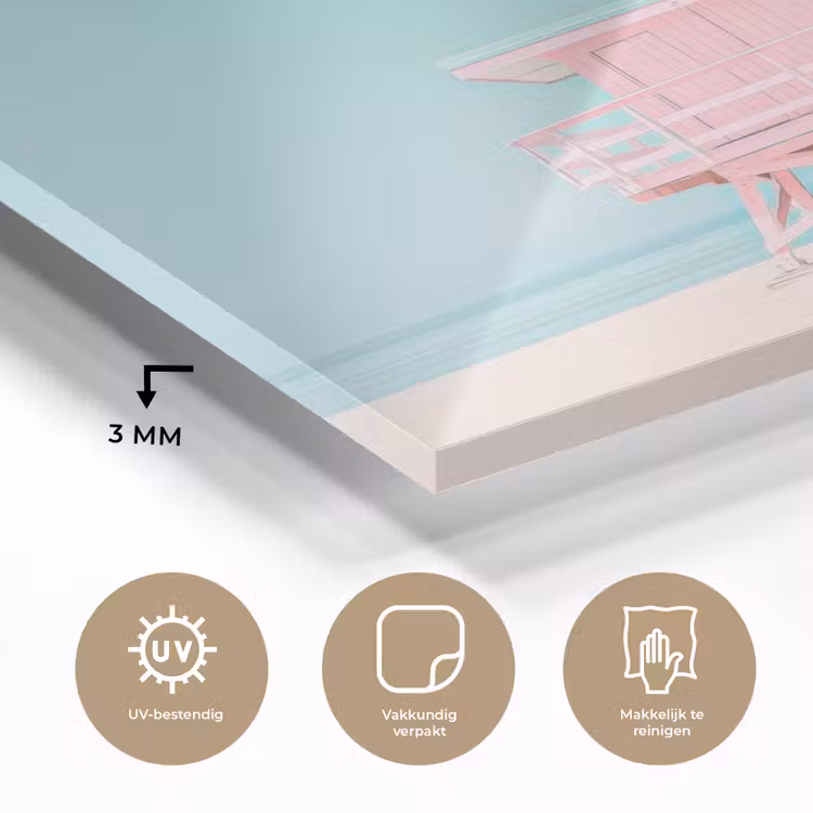 Palmboom - Strandhuis - Roze plexiglas 5mm klein -sfeer2
