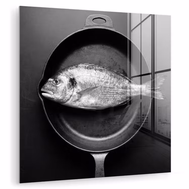 Pan - Vis - Zwart - Wit plexiglas 5mm klein -zzzproduct_nieuw