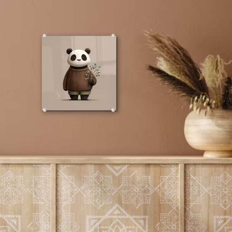 Panda - Blauwe bloemen - Zachtheid plexiglas 5mm klein -sfeer5