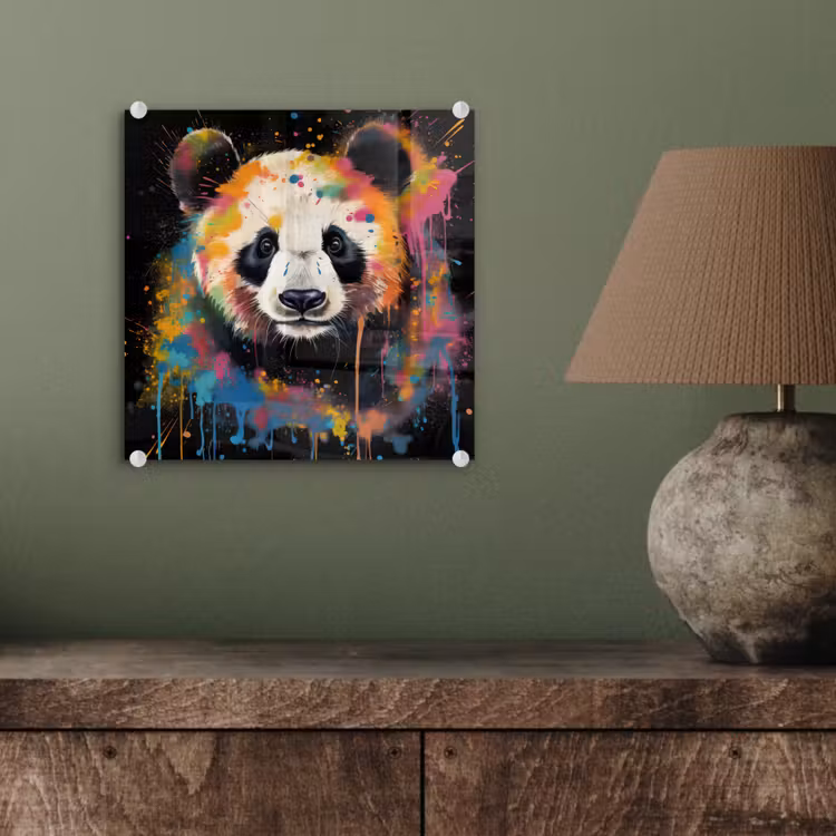 Panda - Graffiti - Dieren - Zwart - Kleuren plexiglas 5mm klein -sfeer3