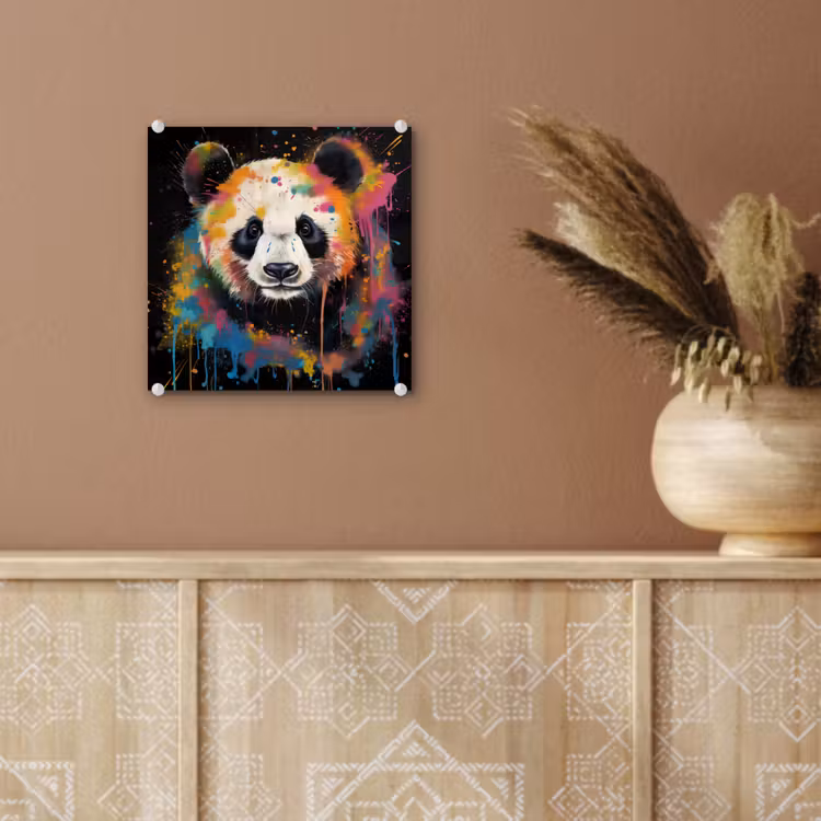 Panda - Graffiti - Dieren - Zwart - Kleuren plexiglas 5mm klein -sfeer5