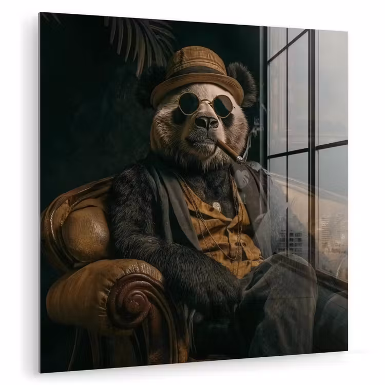 Panda - Hoed - Bril - Pak plexiglas 5mm klein -zzzproduct_nieuw