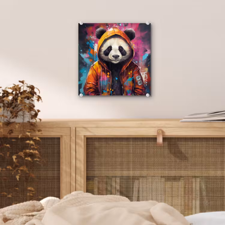Panda - Jas - Graffiti - Oranje plexiglas 5mm klein -sfeer4