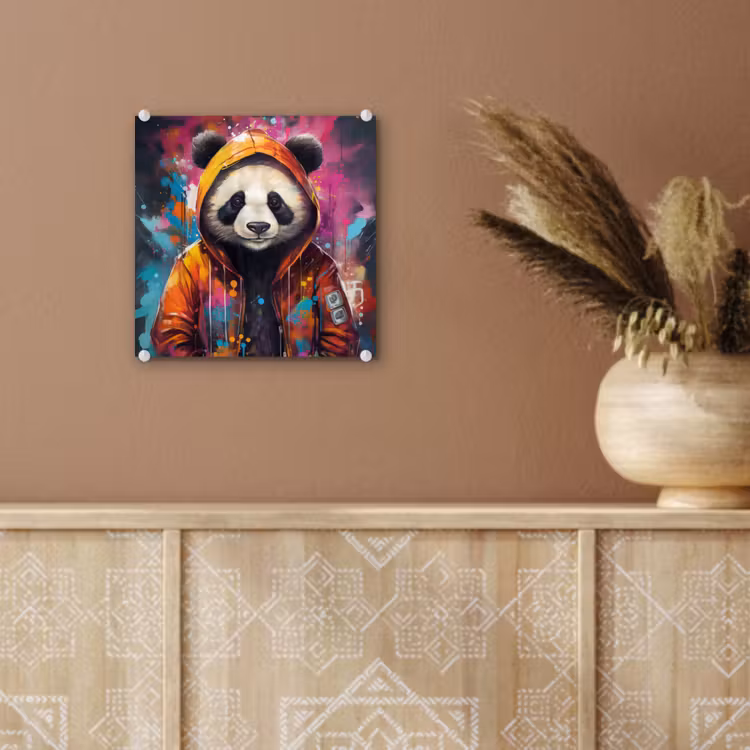 Panda - Jas - Graffiti - Oranje plexiglas 5mm klein -sfeer5