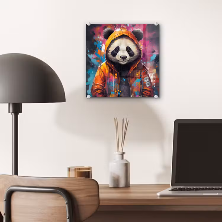 Panda - Jas - Graffiti - Oranje plexiglas 5mm klein -sfeer6