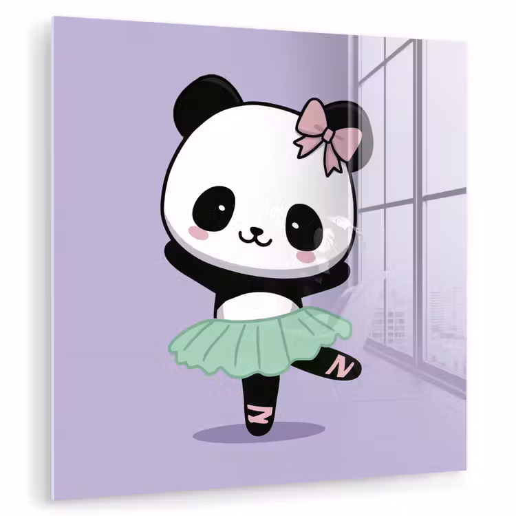 Dansende panda - Paars - Sierlijk - Kawaii plexiglas 5mm klein -zzzproduct_nieuw