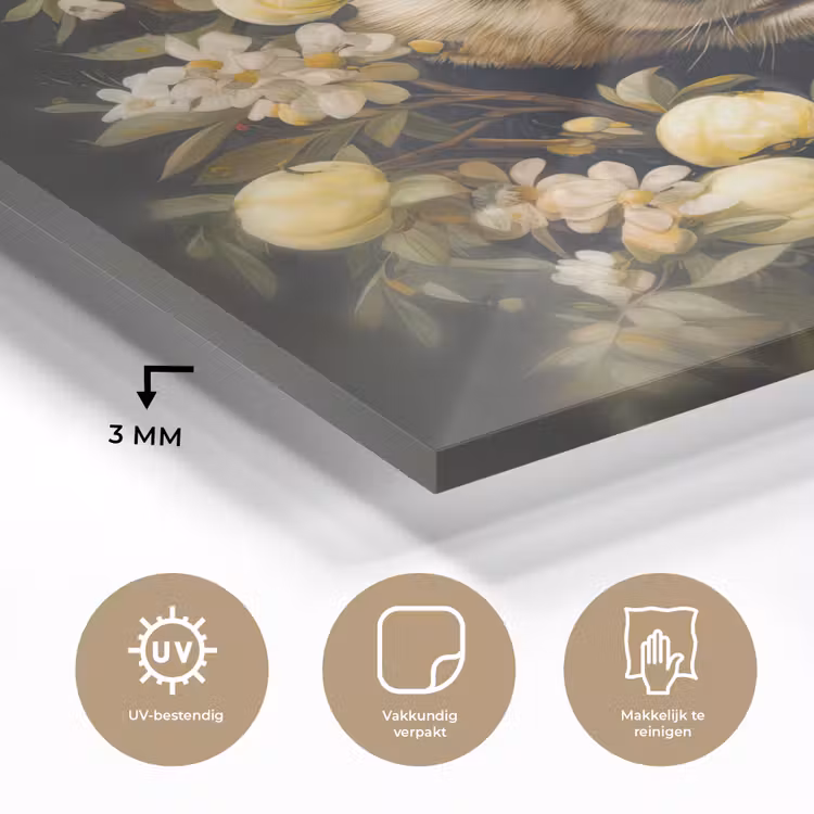 Panda - Pandabeer - Wilde dieren - Natuur - Bloemen plexiglas 5mm klein -sfeer2