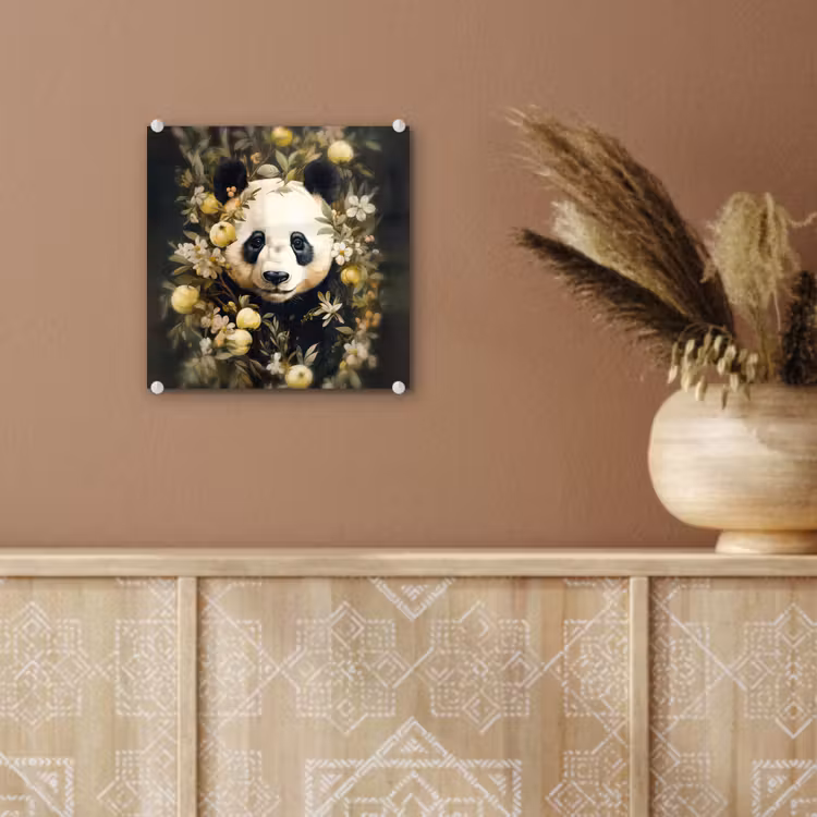 Panda - Pandabeer - Wilde dieren - Natuur - Bloemen plexiglas 5mm klein -sfeer5