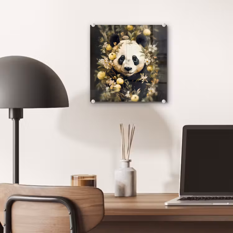 Panda - Pandabeer - Wilde dieren - Natuur - Bloemen plexiglas 5mm klein -sfeer6