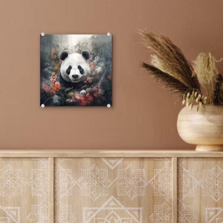 Panda - Wilde dieren - Bloemen - Natuur plexiglas 5mm klein -sfeer5