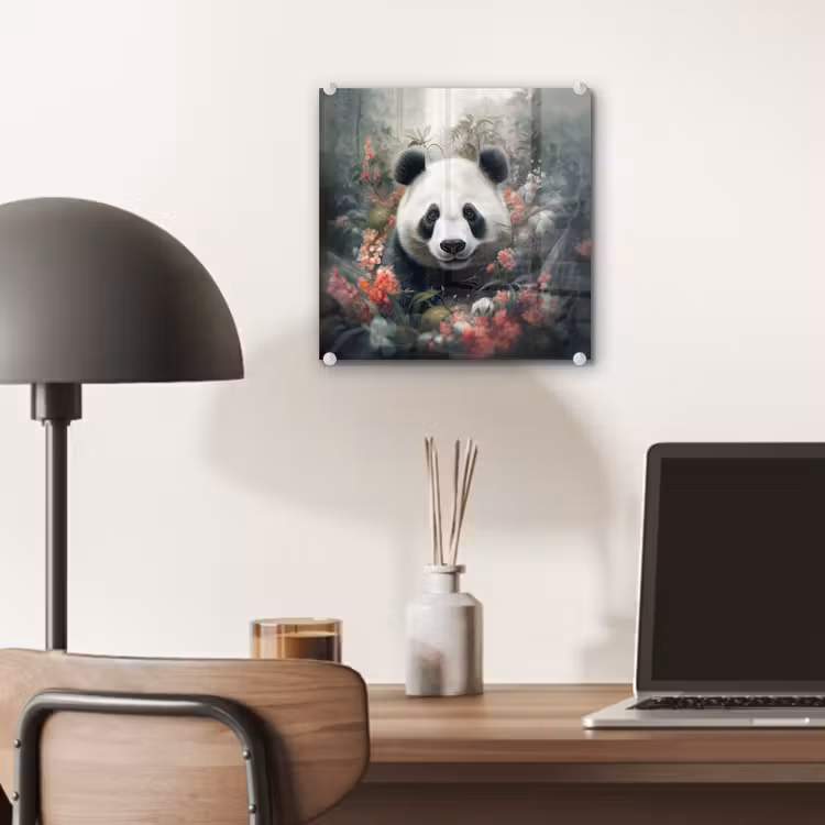 Panda - Wilde dieren - Bloemen - Natuur plexiglas 5mm klein -sfeer6