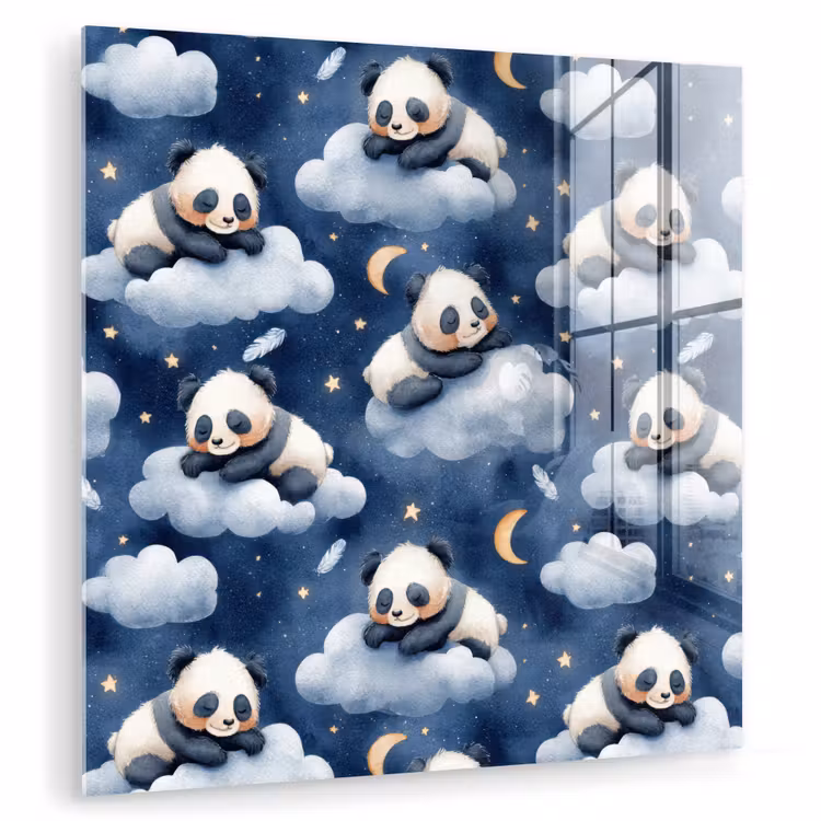 Panda's - Slapen - Blauw plexiglas 5mm klein 11 -zzzproduct_nieuw